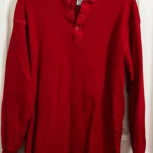 Vintage Men's 3 Button Red Long Sleeve Henley Shirt 2XL PFI Springfield Missouri